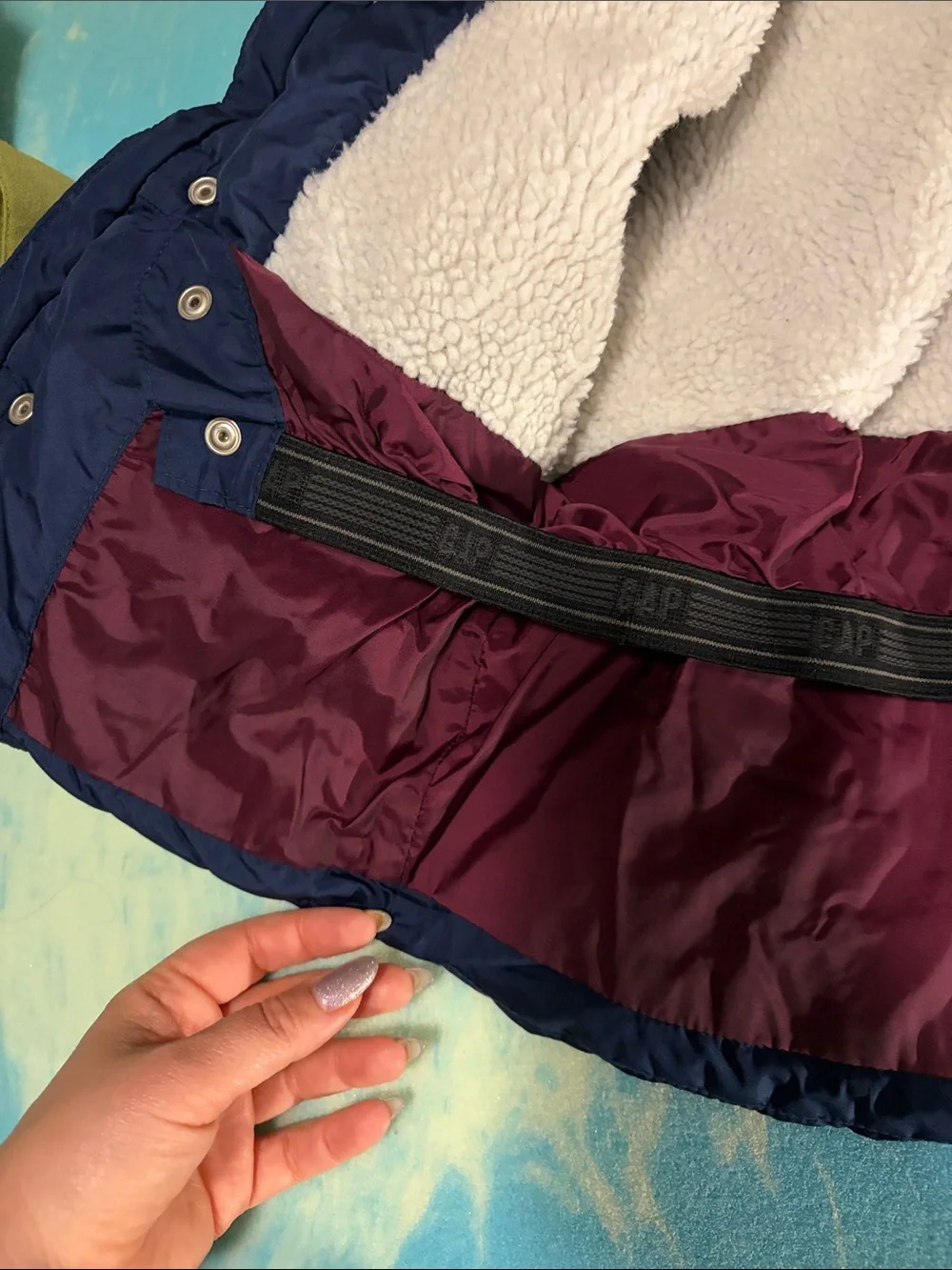 GAP Navy Kids Puffer Jacket with Sherpa Hood - 4